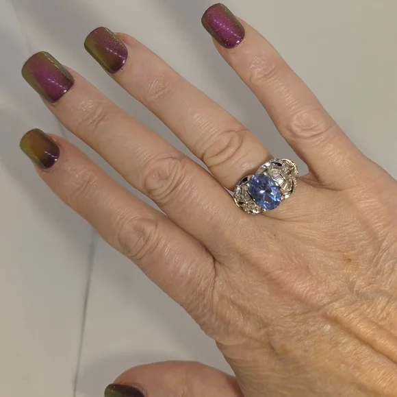 NWOT Fine Estate Victoria Wieck Swiss Blue Topaz Ring Size 8 - Picture 5 of 8